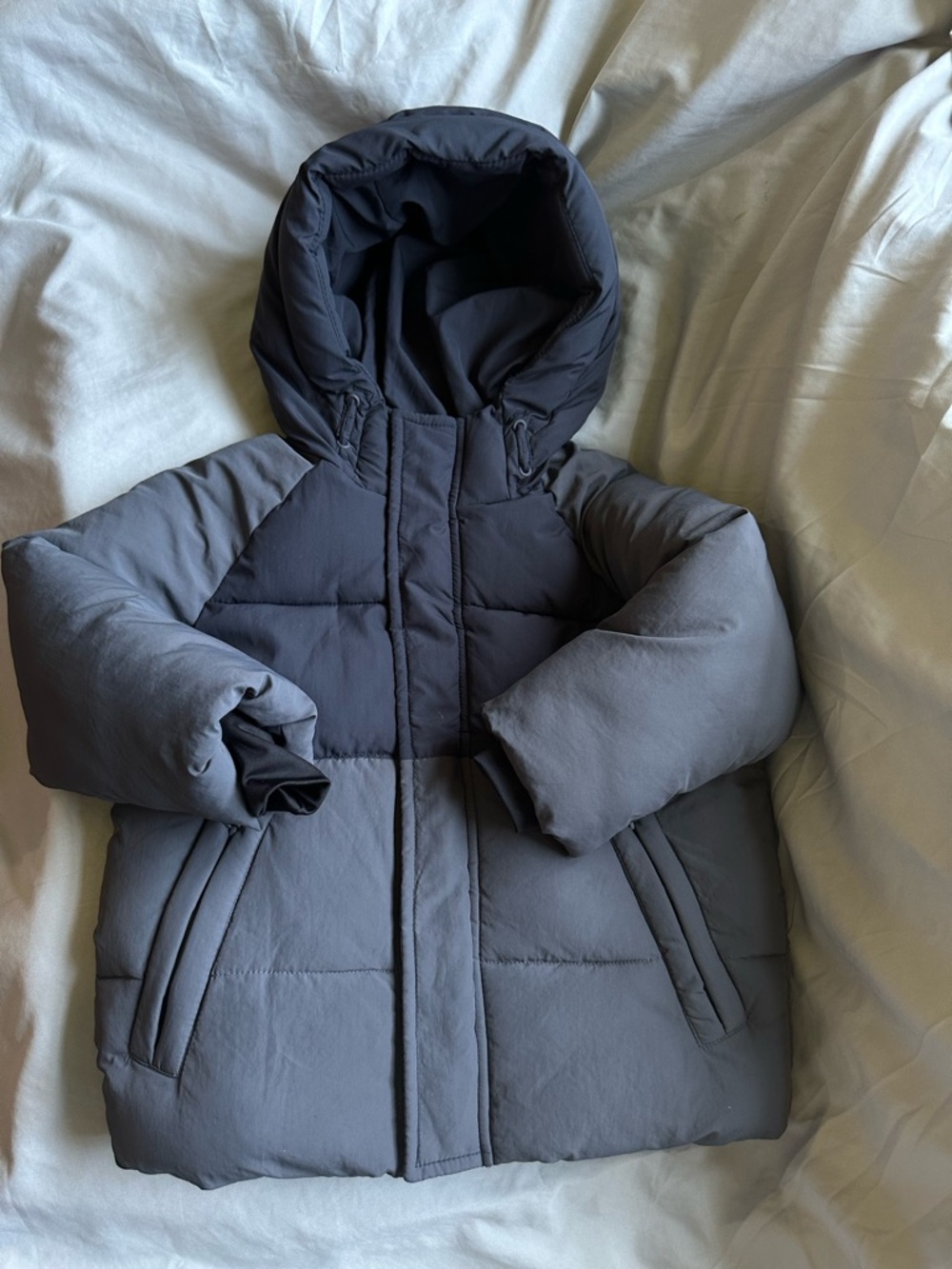 ZARA Kids Boy Colorblock Grey Blk Waterproof down puffer coat jacket Sz 3-4years